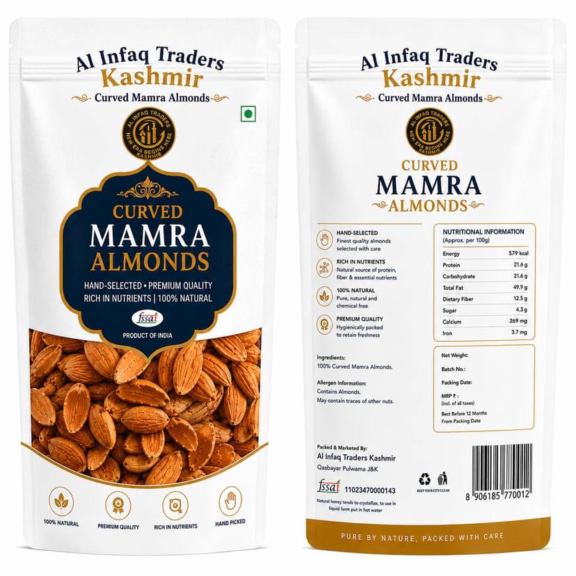 Curved Mamra Almonds – Premium Kashmir Almonds,badaam